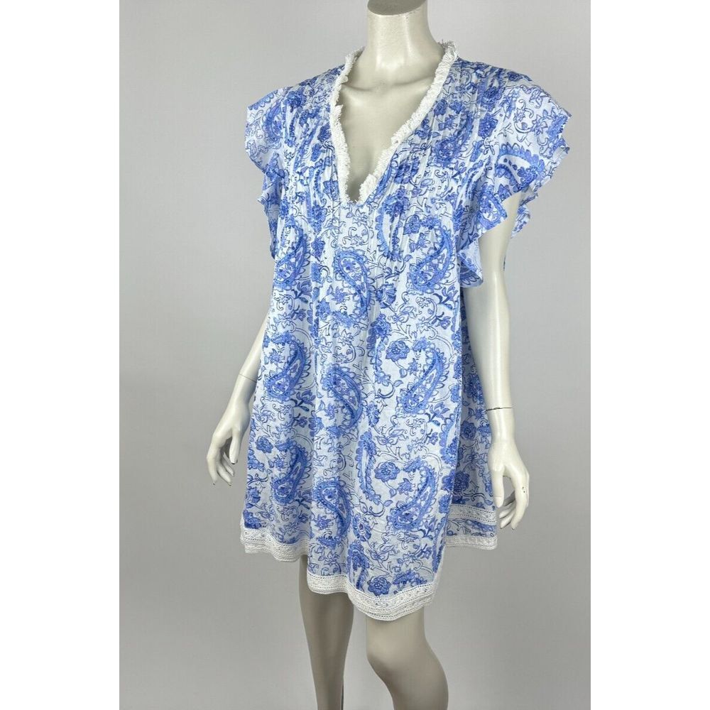 True Destinations Beach Cover Up‎ Dress Women XL NWT Lace Short Sleeve Cotton